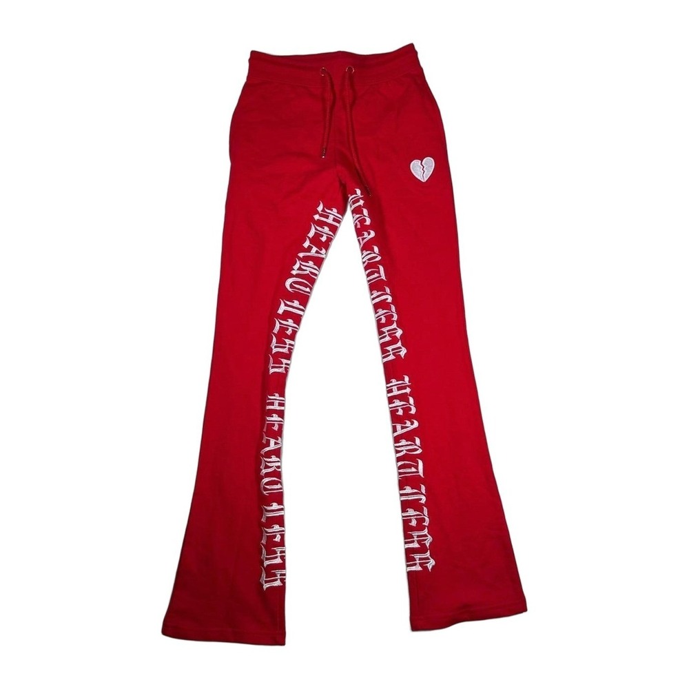 Focus Heartless Stacked Sweatpants Red Broken Heart Graphic Womens Size 18 Flare